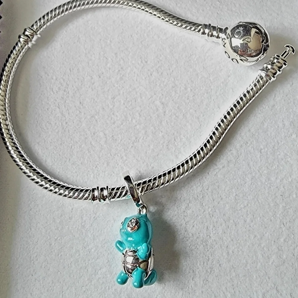 New Pokémon Squirtel Dangle silver charm for jewelry bracelet